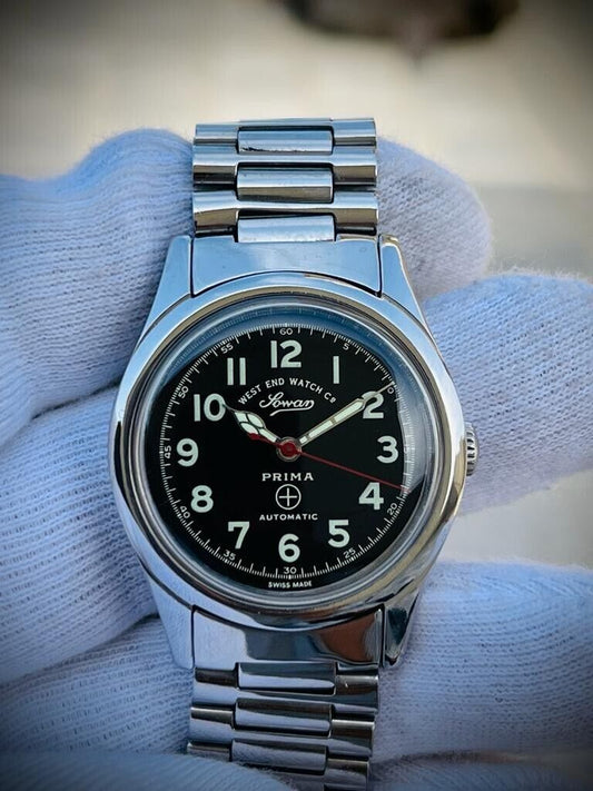Vintage West End Black Dial 39mm Automatic Gents Watch Swiss Made, Perfect - Grab A Watch Co