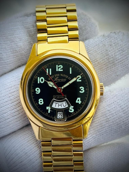 Vintage West End Black Dial Gold Plated 33mm Automatic Gents Watch Swiss,Perfect - Grab A Watch Co