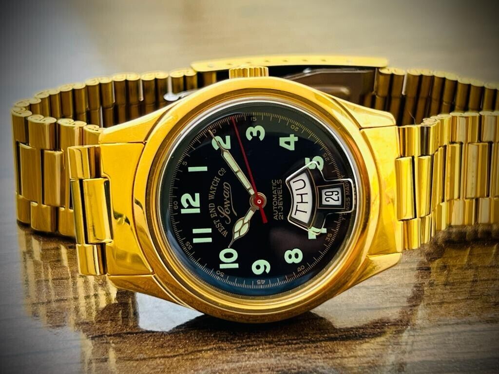 Vintage West End Black Dial Gold Plated 33mm Automatic Gents Watch Swiss,Perfect - Grab A Watch Co