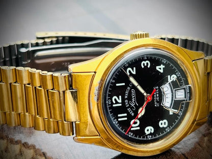 Vintage West End Black Dial Gold Plated 34mm Automatic Gents Watch Swiss Perfect - Grab A Watch Co