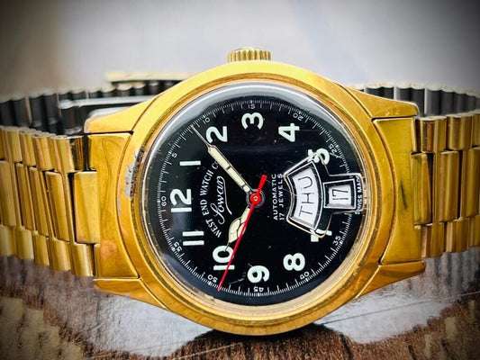 Vintage West End Black Dial Gold Plated 34mm Automatic Gents Watch Swiss Perfect - Grab A Watch Co