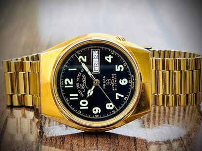 Vintage West End Black Dial Gold Plated 37mm Automatic Gents Watch Swiss,Perfect - Grab A Watch Co