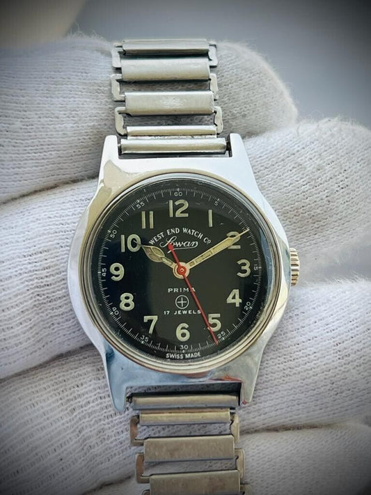 Vintage West End Black Dial Manual Wind Gents Watch 32mm, Swiss Made - Grab A Watch Co