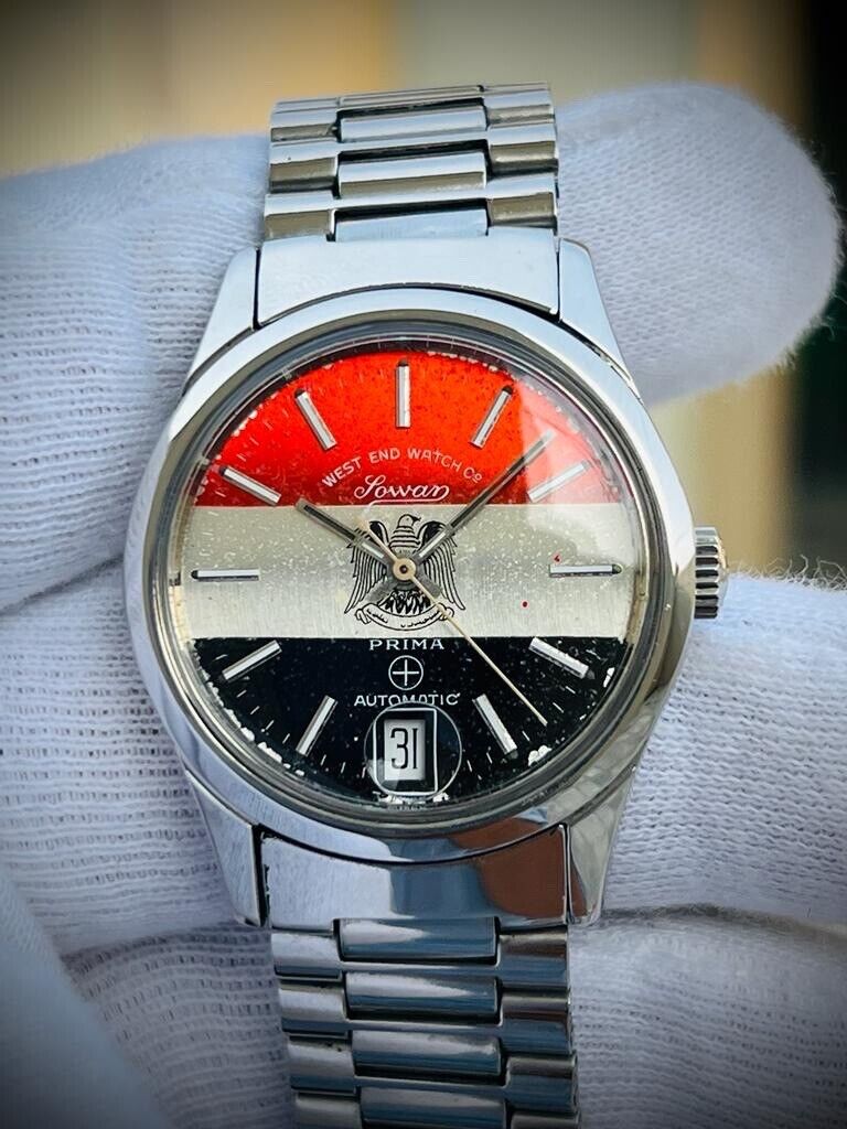 Vintage West End Co Egypt Flag Dial 34mm Automatic Mens Watch, Swiss Made, RARE - Grab A Watch Co