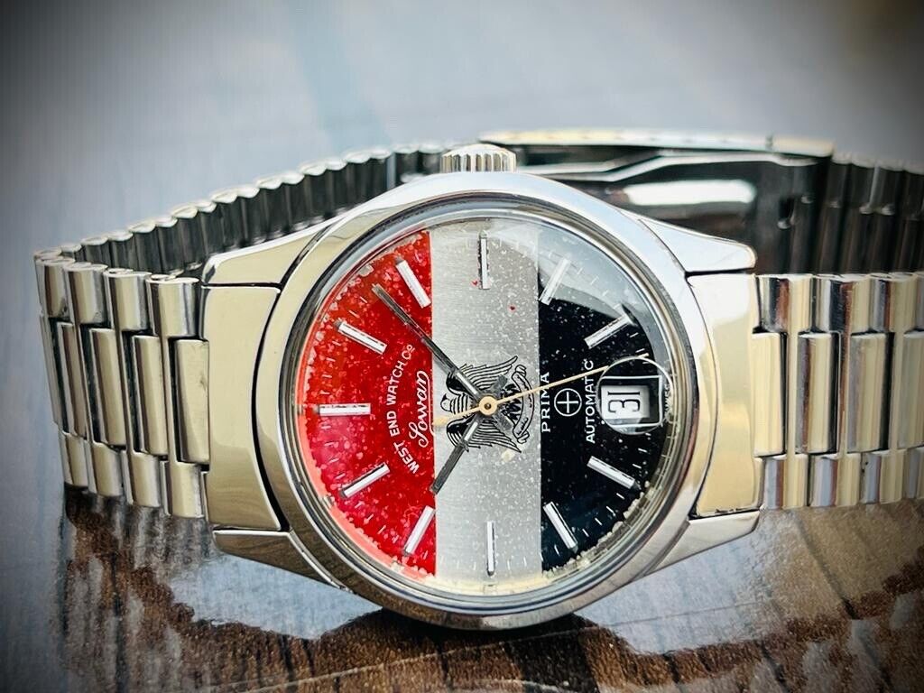 Vintage West End Co Egypt Flag Dial 34mm Automatic Mens Watch, Swiss Made, RARE - Grab A Watch Co