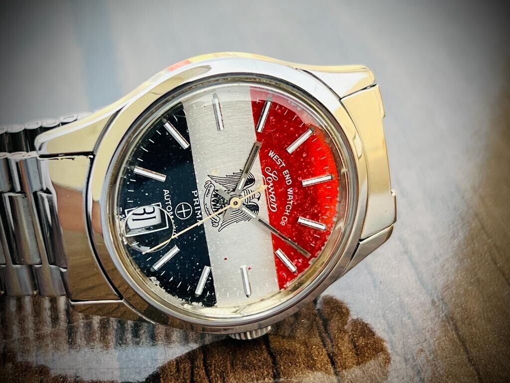 Vintage West End Co Egypt Flag Dial 34mm Automatic Mens Watch, Swiss Made, RARE - Grab A Watch Co