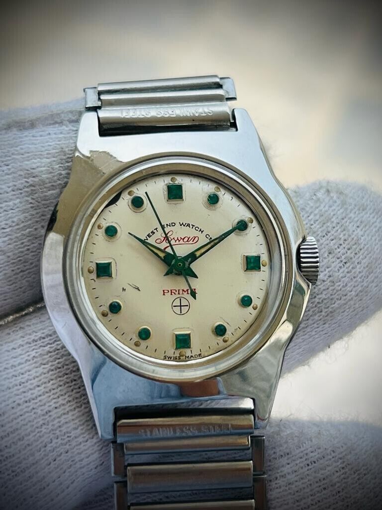 Vintage West End Emerald Dial Manual Wind Gents Watch 31mm, Swiss Made - Grab A Watch Co