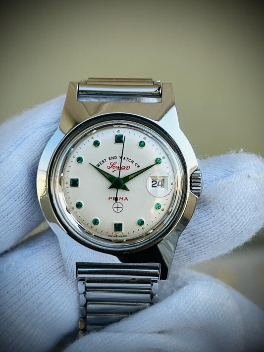 Vintage West End Emerald Dial Manual Wind Watch 32mm Swiss Made New Old Stock - Grab A Watch Co