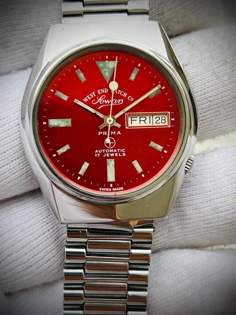 Vintage West End Red Dial 37mm Automatic Gents Watch Swiss Made, RARE - Grab A Watch Co