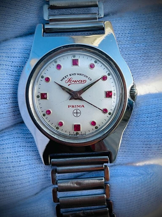 Vintage West End Ruby Dial Manual Wind Gents Watch 31mm, Swiss Made - Grab A Watch Co