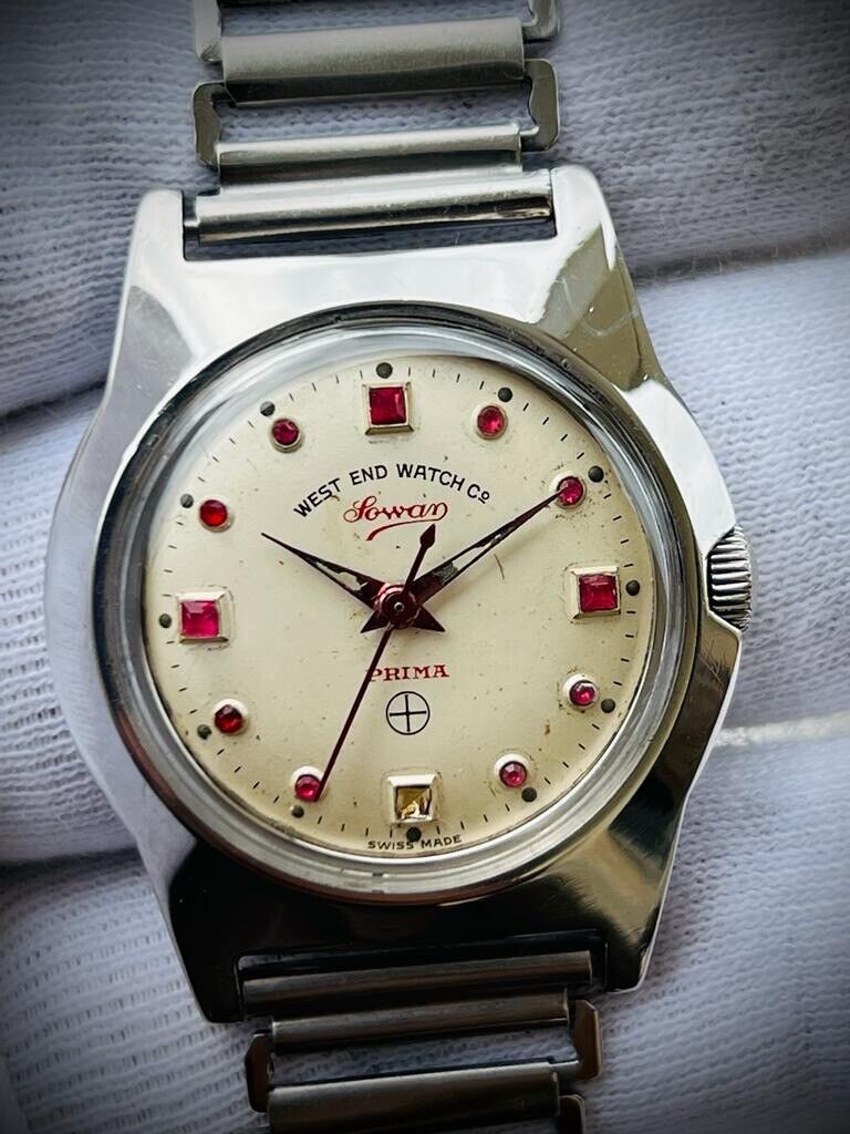 Vintage West End Ruby Dial Manual Wind Gents Watch 34mm, Swiss Made - Grab A Watch Co