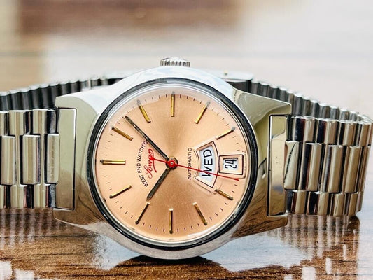 Vintage West End Salmon Dial 34mm Automatic Gents Watch Swiss Made - Grab A Watch Co