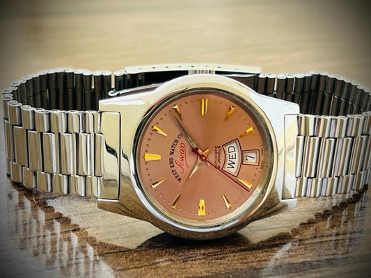 Vintage West End Salmon Dial 34mm Automatic Gents Watch Swiss Made, Perfect - Grab A Watch Co