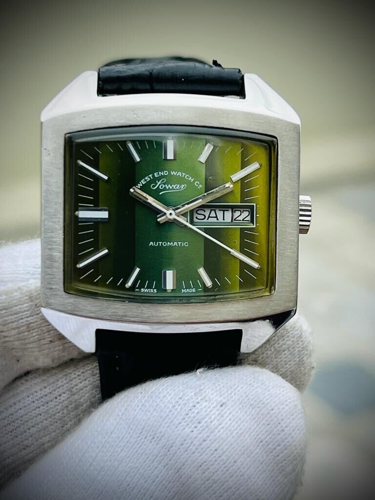 Vintage West End Watch Co Green Dial TV Shape 35mm Automatic Gents Watch, RARE - Grab A Watch Co