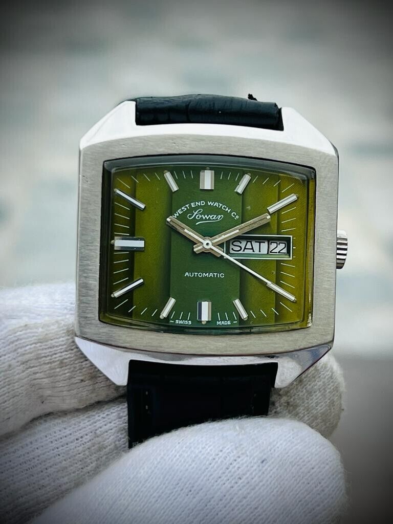 Vintage West End Watch Co Green Dial TV Shape 35mm Automatic Gents Watch, RARE - Grab A Watch Co