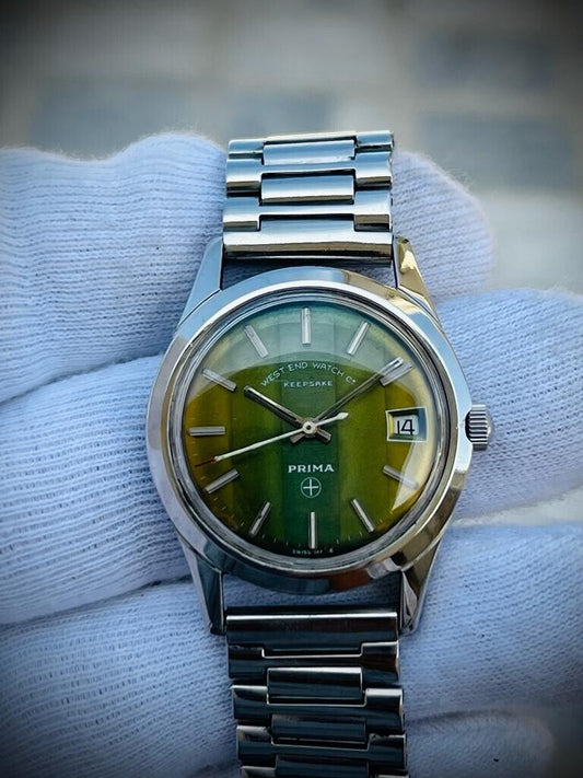 Vintage West End Watch Co Keepsake Green Dial 33mm Automatic Gents Watch, RARE - Grab A Watch Co