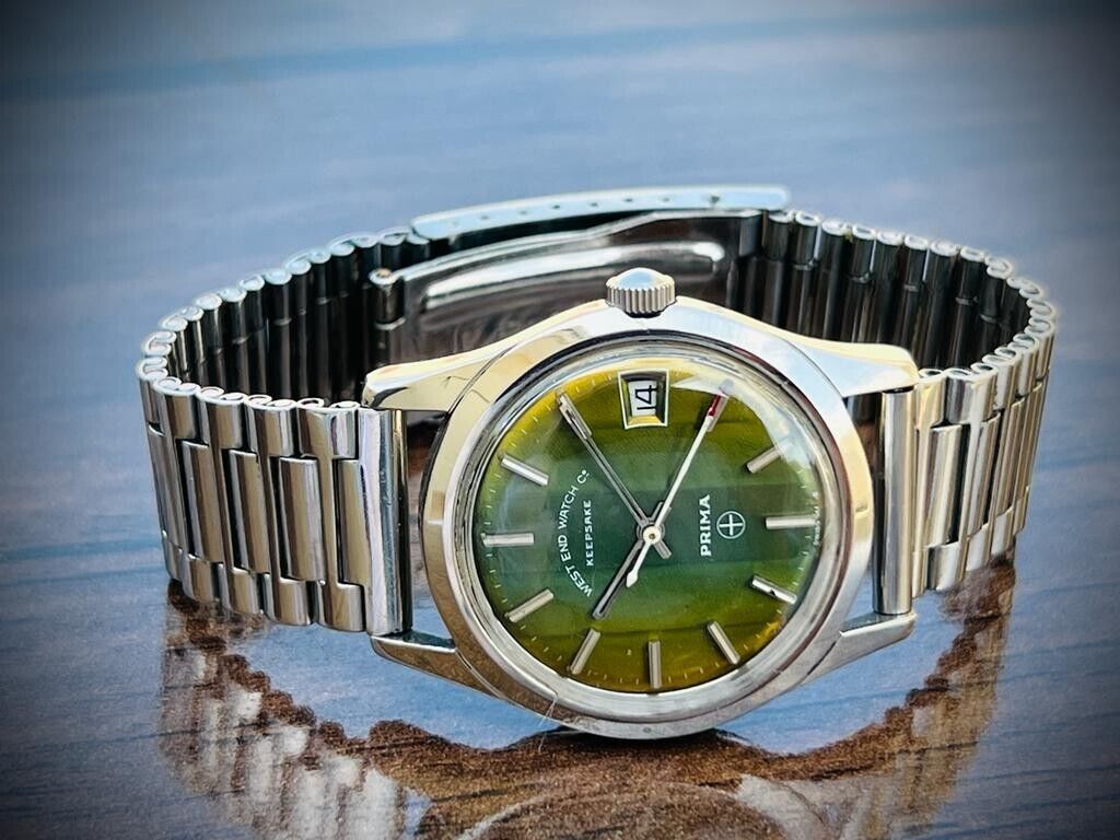 Vintage West End Watch Co Keepsake Green Dial 33mm Automatic Gents Watch, RARE - Grab A Watch Co